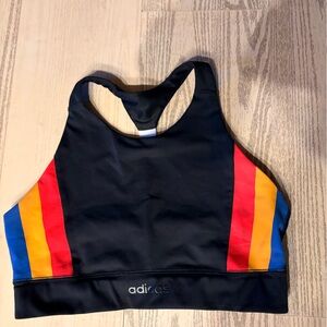 Adidas Black Sports Bra with Red and Blue Accents